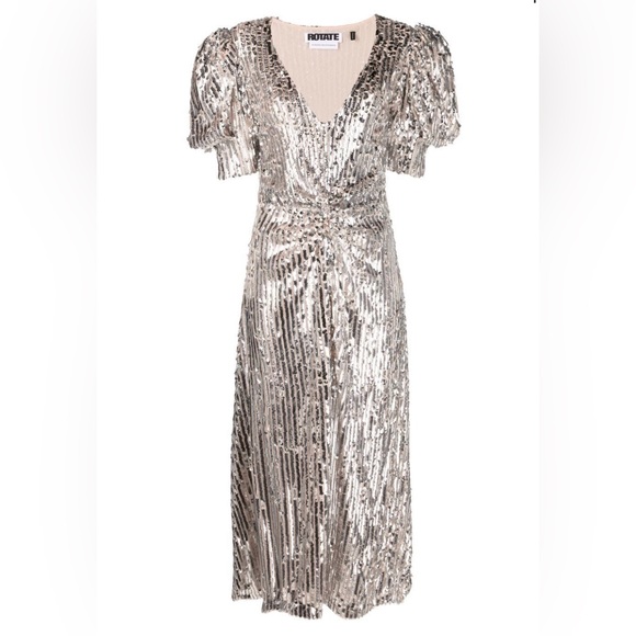 rotate sequin wrap dress ROTATE BIRGER CHRISTENSEN sequin-embellished V-neck Wrap Dress | Blue